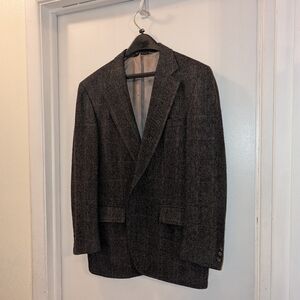 VTG Cricketeer Blazer Mens 40R Brown Herringbone Wool Tweed 2 Button Sport Coat